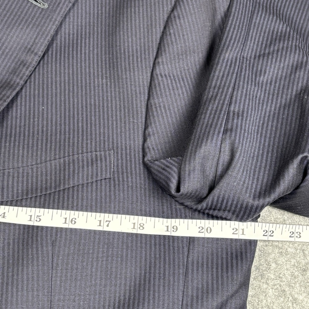 Peter Millar Dual Vent Notched Lapel 100% Wool Blue Pinstripe Blazer Jacket 40R - Picture 9 of 11